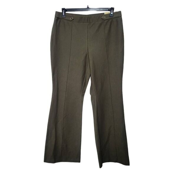 Michael Kors Pants Women's Size XL High Rise Flare Pull On Olive Green NEW - Picture 1 of 11